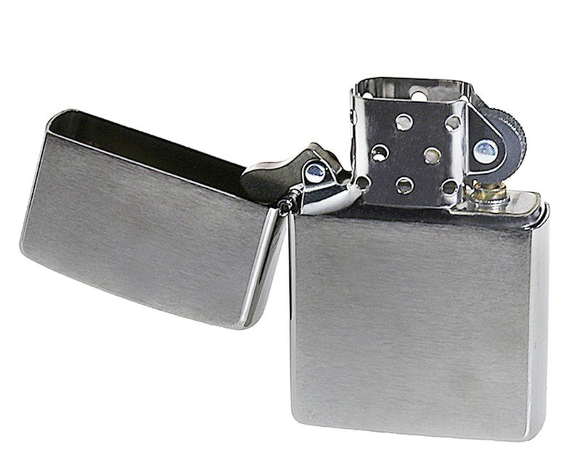 Zippo Raucherset FEUERZEUG-SET Benzinfeuerzeug Chrom-Gebürstet, Feuerzeugbenzin, Feuersteine + Geschenkbox