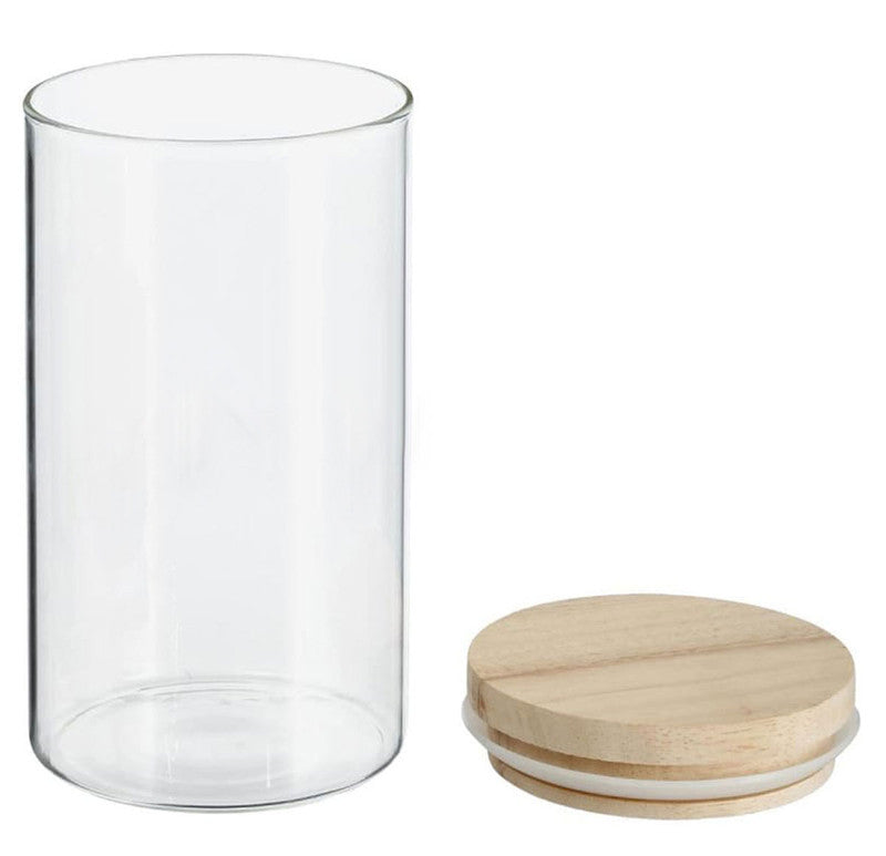 1,3 Liter VORRATSGLAS mit HOLZDECKEL Vorratsbehälter Aufbewahrungsglas transparentes Glas