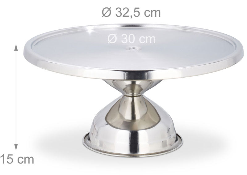 Drehbare Kuchenservierplatte DREHPLATTE Tortenplatte Servierplatte aus Edelstahl Ø32,5cm