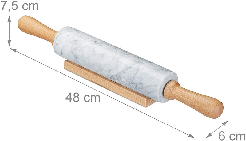 Wallholz TEIGROLLE Nudelholz Marmor Stein WEISS