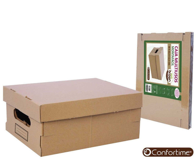 12 Stk Mehrzweckboxen ARCHIV-BOX A4+ Archivschachtel mit Deckel Karton braun 30×22,5×12,5