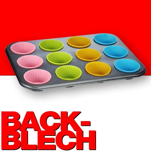 Cupcake Muffin BACKFORM antihaftbeschichtet mit 12 Silikonförmchen