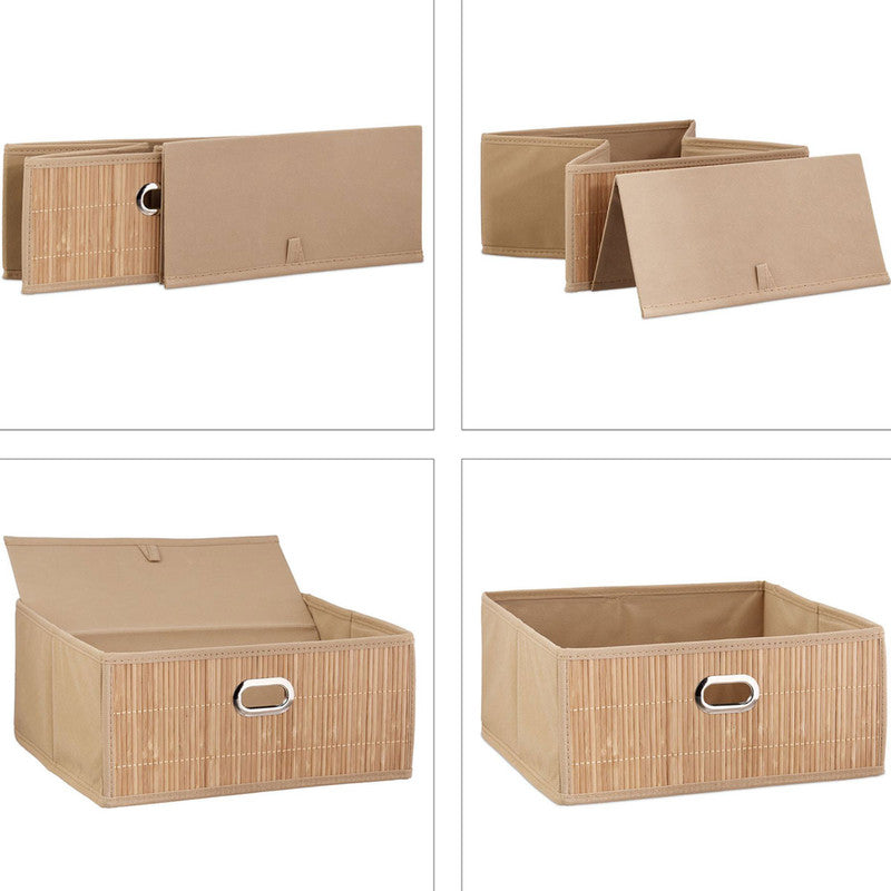 Box Schrankkorb REGALKORB FLACH Aufbewahrungskorb aus Bambus NATUR - BRAUN - GRAU - SCHWARZ oder WEISS