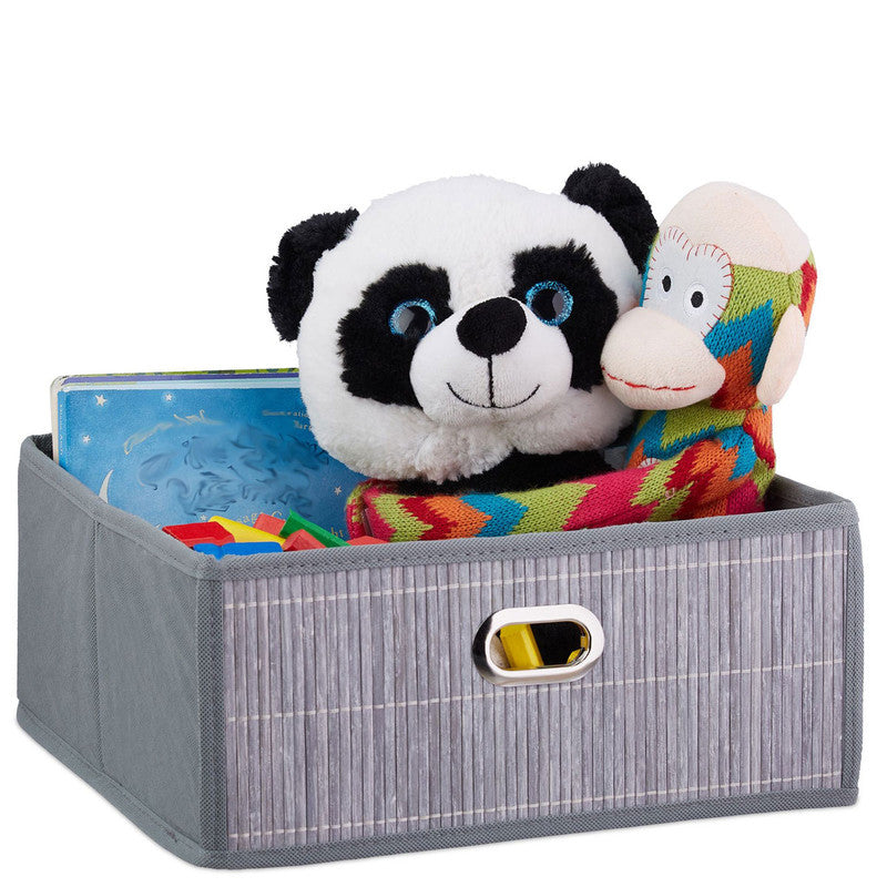 Box Schrankkorb REGALKORB FLACH Aufbewahrungskorb aus Bambus NATUR - BRAUN - GRAU - SCHWARZ oder WEISS