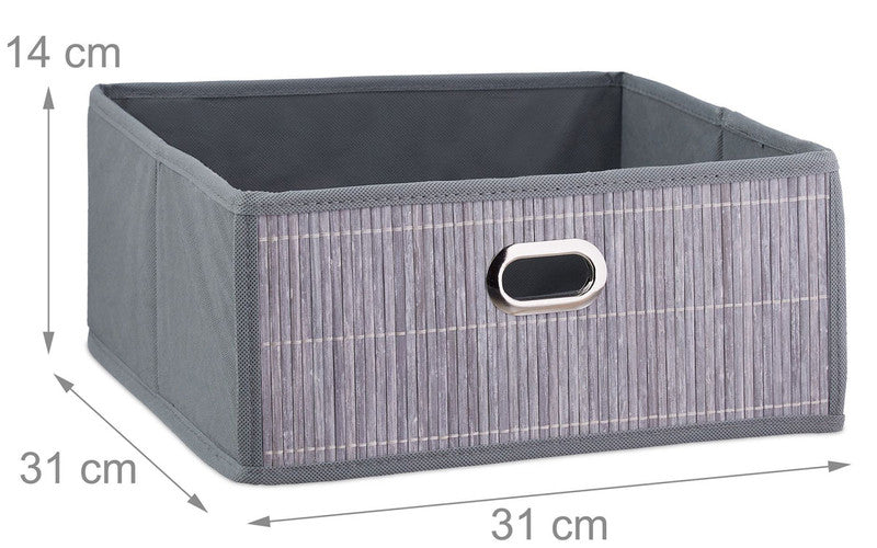 Box Schrankkorb REGALKORB FLACH Aufbewahrungskorb aus Bambus NATUR - BRAUN - GRAU - SCHWARZ oder WEISS