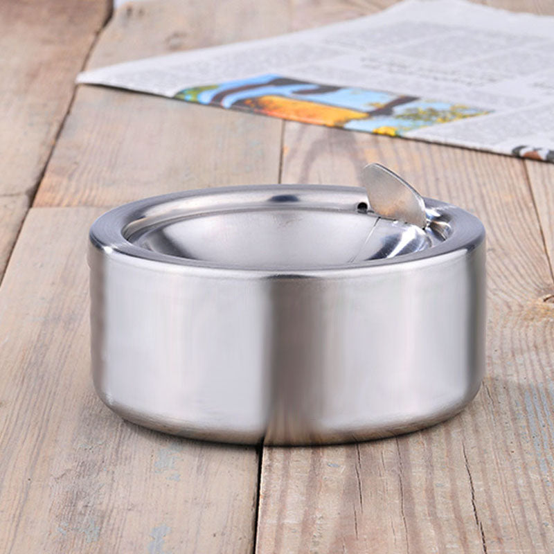 KLAPP-ASCHENBECHER Edelstahl Aschenbecher CHROM Ø12cm