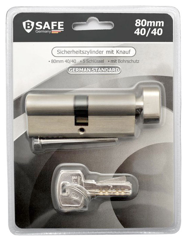 Euro-Profilzylinder Schliesszylinder SCHLOSS mit KNAUF und 5 Schlüsseln 80mm 40/40mm