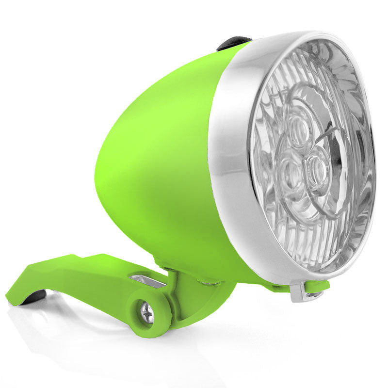 Retro-Design VELOLICHT mit 3 LED Fahrrad Velolampe Scheinwerfer Frontscheinwerfer SCHWARZ ROT PINK WEISS