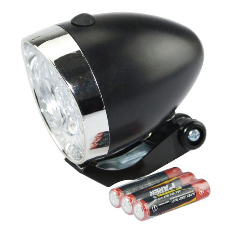 Retro-Design VELOLICHT mit 3 LED Fahrrad Velolampe Scheinwerfer Frontscheinwerfer SCHWARZ ROT PINK WEISS