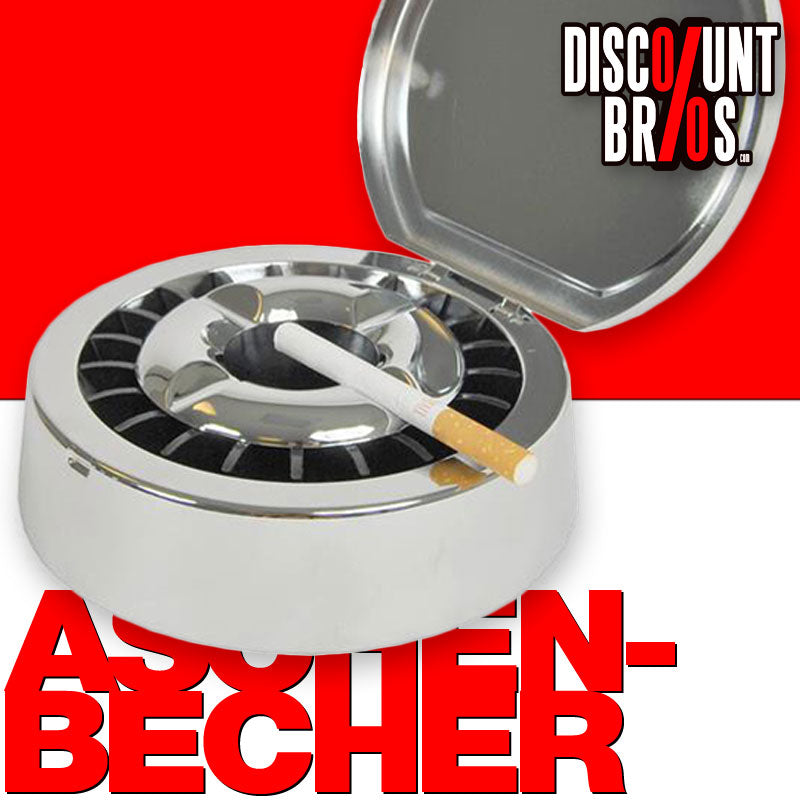 Aschenbecher mit Deckel KLAPP-ASCHENBECHER Ascher CHROM Ø14cm