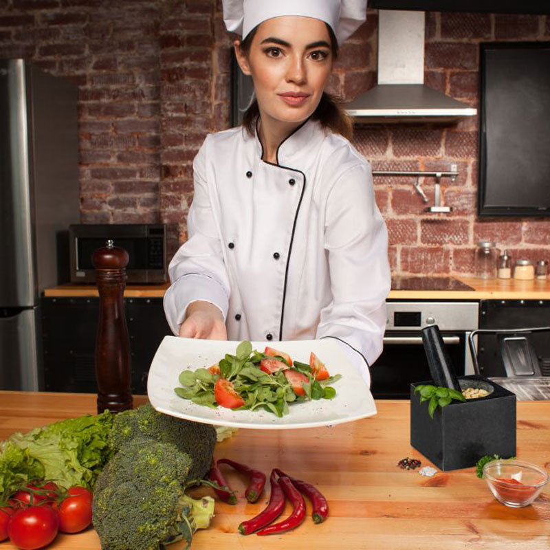 Eckiger MÖRSER mit Stössel aus Granit Stein Ø11cm