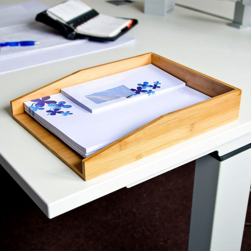 3 Papierablagen BRIEFABLAGEN aus Bambus Dokumentenablage 33×25×6cm 3er-Set