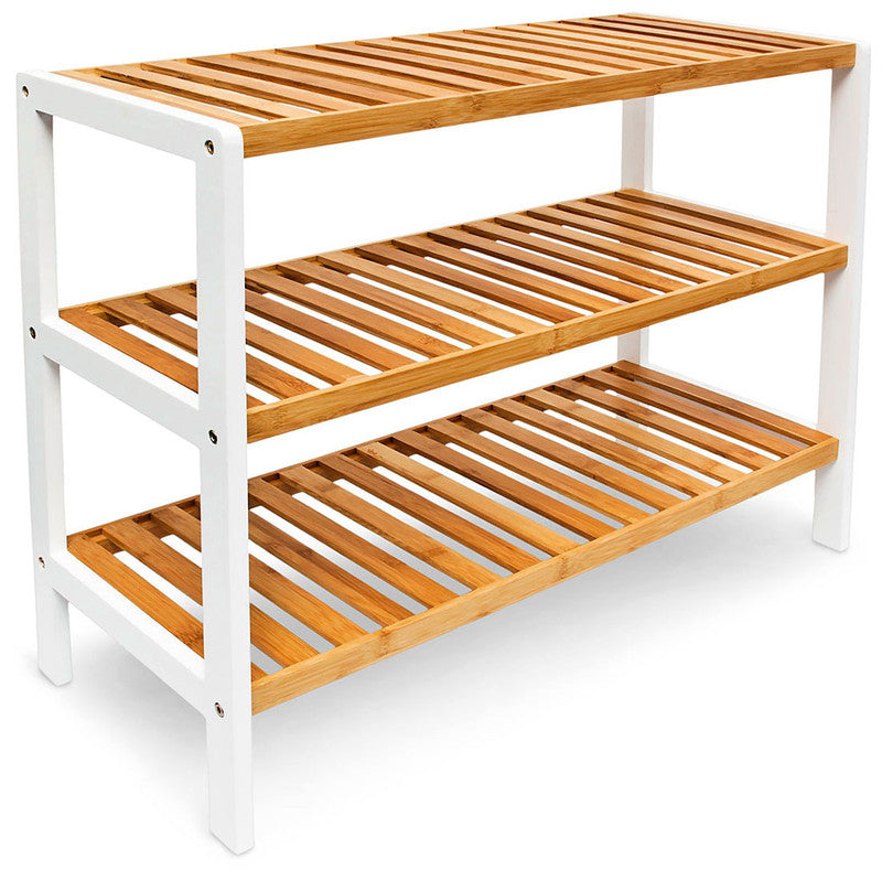 SCHUHREGAL mit 3 Ablagen aus Bambus Holz