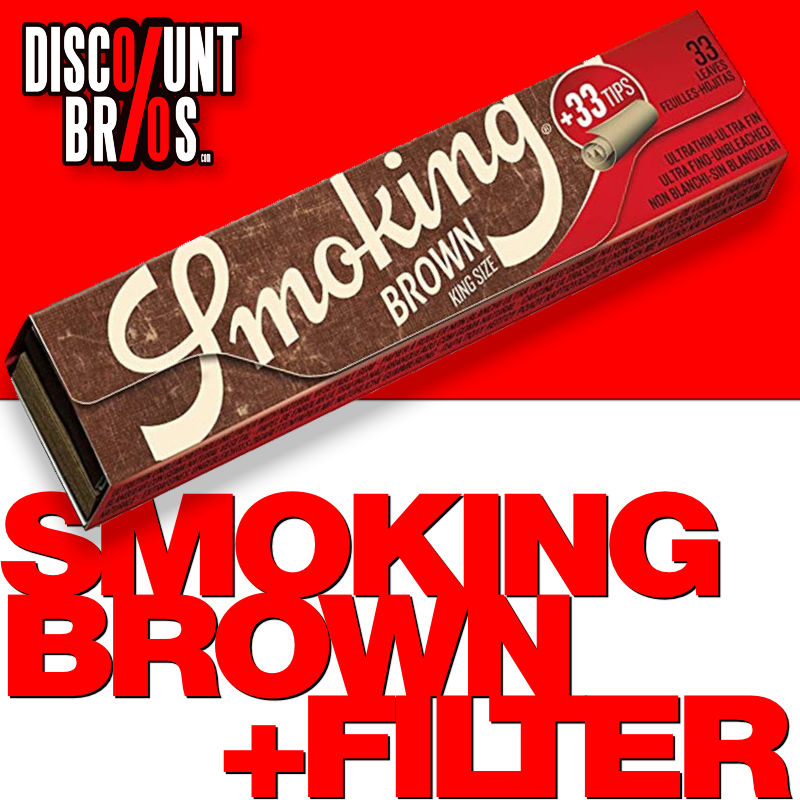 SMOKING BROWN King Size Papers Braun 33 Blatt Zigarettenpapier + Filter Tips 110×44mm