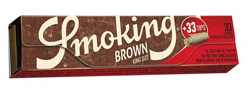 SMOKING BROWN King Size Papers Braun 33 Blatt Zigarettenpapier + Filter Tips 110×44mm