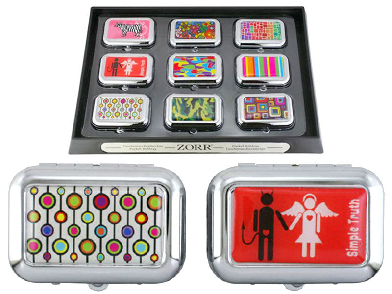 Feldaschenbecher MINI TASCHEN ASCHENBECHER Metall Rechteckig SUJETS