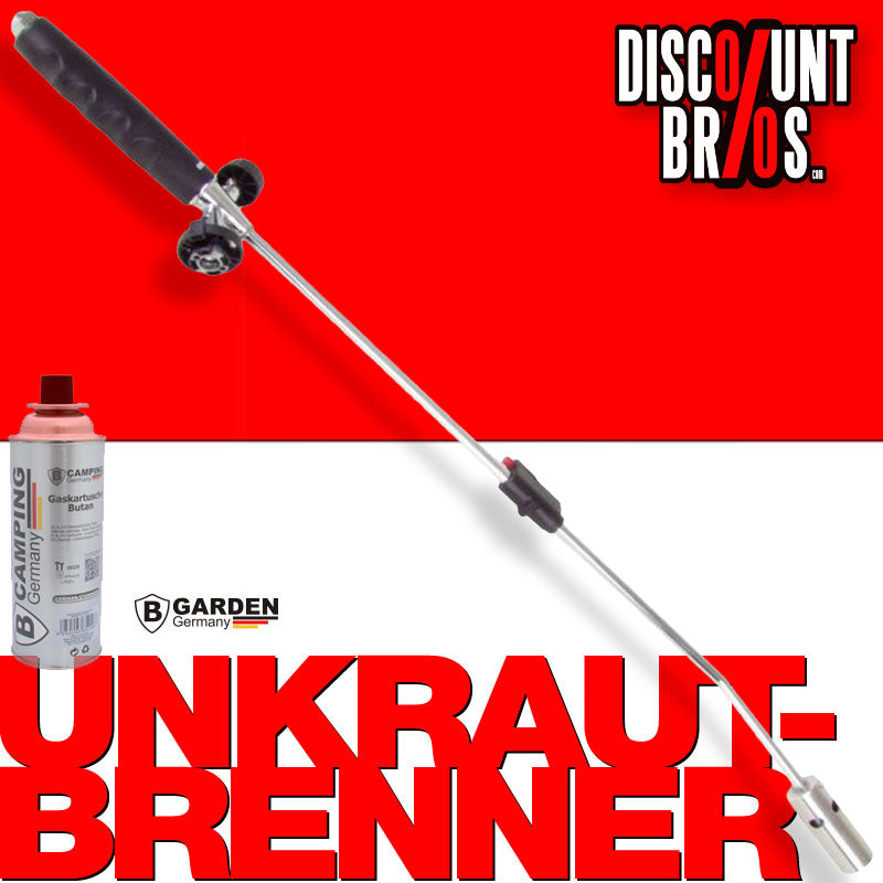 B-GARDEN Gasbrenner UNKRAUTBRENNER Lanze mit Piezozündung für 227g Butangas-Kartuschen mit Bajonett-Ventil