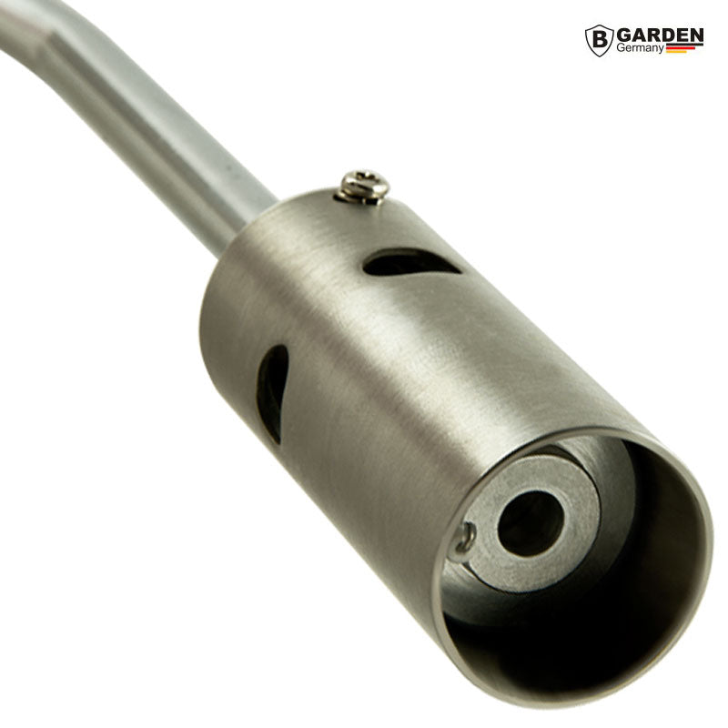 B-GARDEN Gasbrenner UNKRAUTBRENNER Lanze mit Piezozündung + 4er-Set GASKARTUSCHEN 227g Butangas-Kartuschen mit Bajonett-Ventil