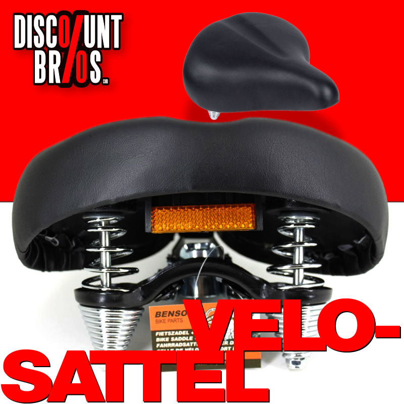 Deluxe Komfort VELO SATTEL Fahrradsattel Velosattel mit Doppelfeder SCHWARZ