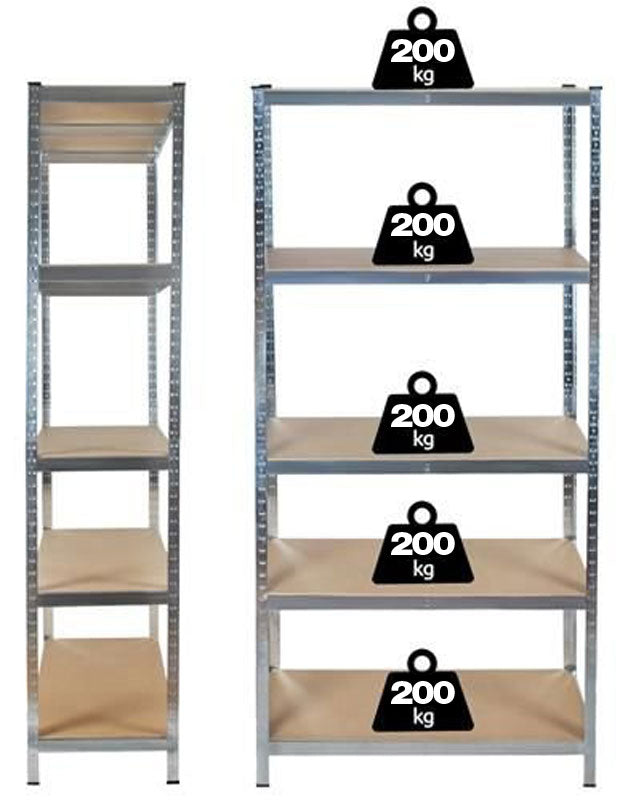 XL 220 x 100 x 45cm Lagerregal SCHWERLASTREGAL Metallregal Steckregal Gestell Regal mit 5 Böden