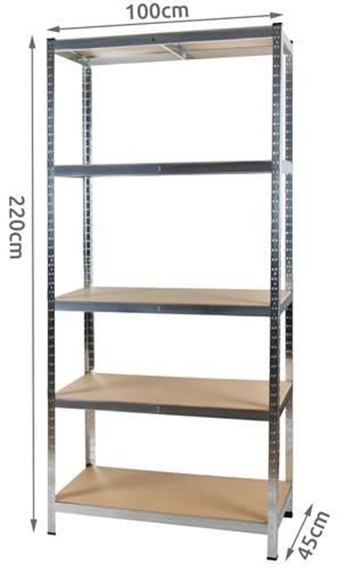 XL 220 x 100 x 45cm Lagerregal SCHWERLASTREGAL Metallregal Steckregal Gestell Regal mit 5 Böden