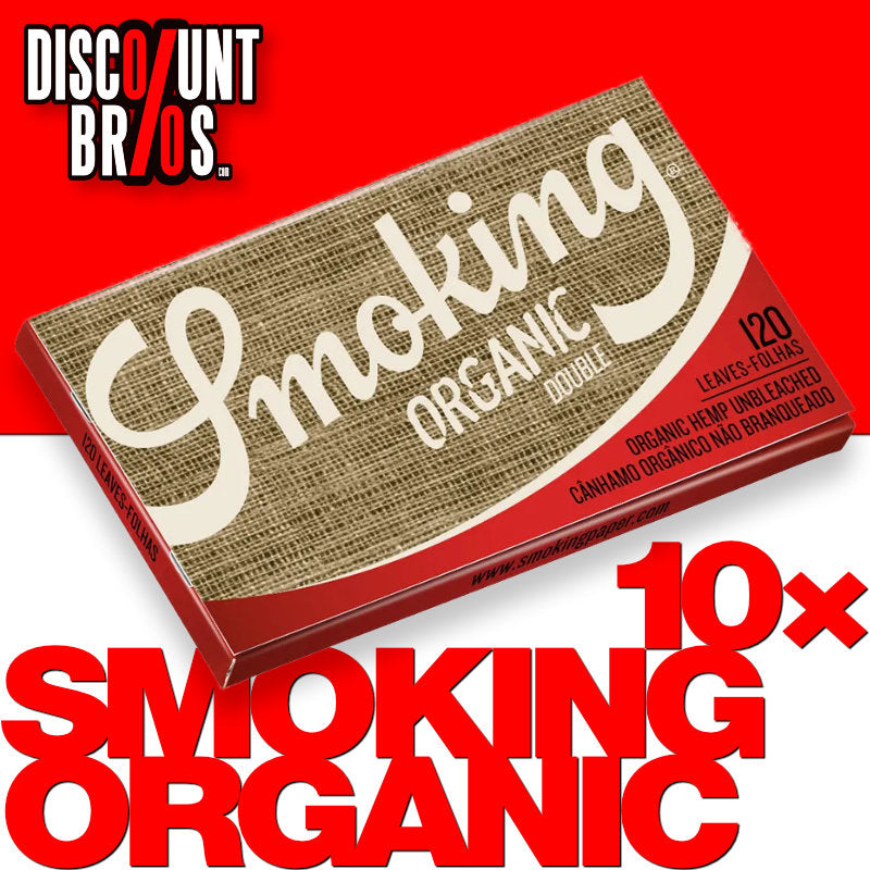 10 Briefchen SMOKING ORGANIC Double Window Papers UNGEBLEICHT Zigarettenpapier 120 Blatt 69×37mm