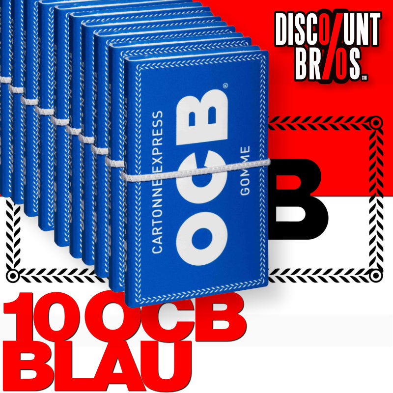 10 Stk. OCB Blau mit Gummizug Zigarettenpapier Double Window Papers 10 Hefte à 100 Blatt