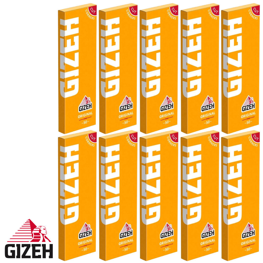 10er-Pack GIZEH Original Gelb Zigarettenpapier mit 50 Blättchen 68 × 35 mm