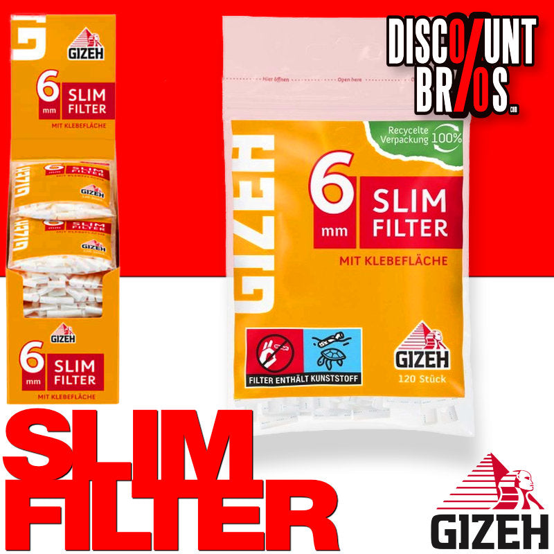 10 Beutel 1200 Stk. GIZEH SLIM Tips Filter Zigarettenfilter mit Gummierung 6mm