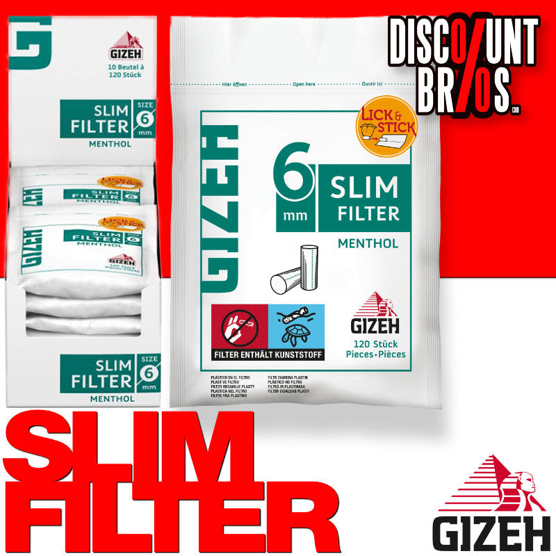 GIZEH Slim Menthol Filter 6 mm, 120 Stück oder 10er-Tray