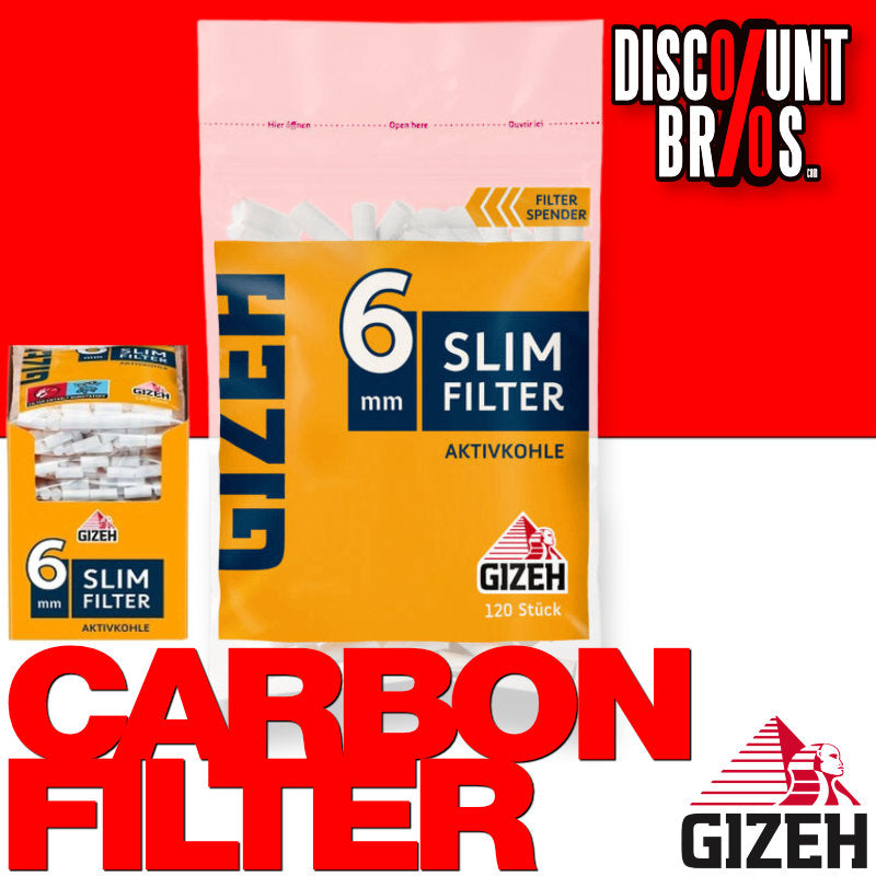 1200 Stk. 10er-Set GIZEH SLIM CARBON Tips Filter Aktivkohle Zigarettenfilter 6mm