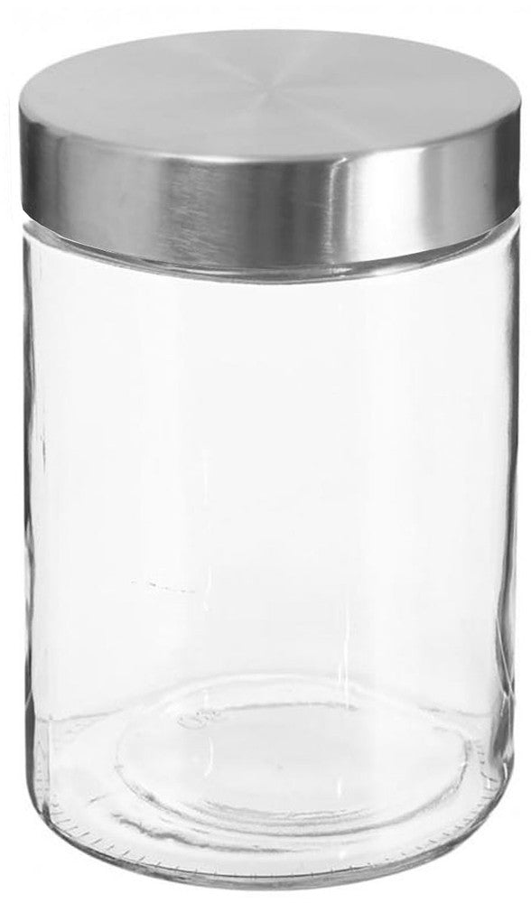 1,2 Liter VORRATSGLAS mit DECKEL Vorratsbehälter Aufbewahrungsglas transparentes Glas + Edelstahl