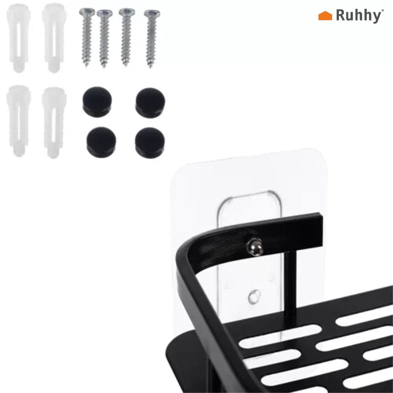 Ruhhy 23170 Duschablagen aus Aluminium, Schwarz, 2er-Set