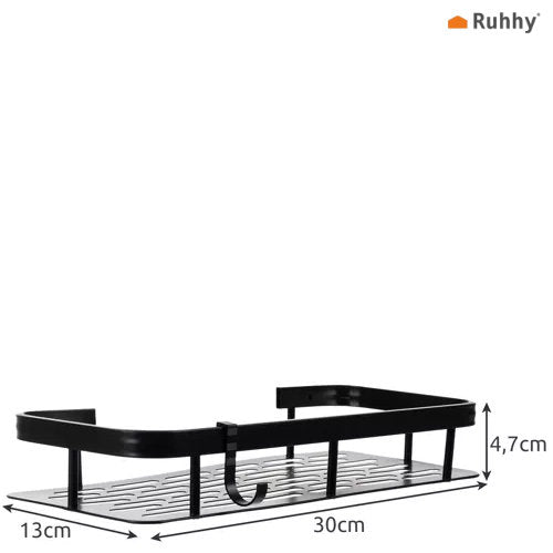 Ruhhy 23170 Duschablagen aus Aluminium, Schwarz, 2er-Set