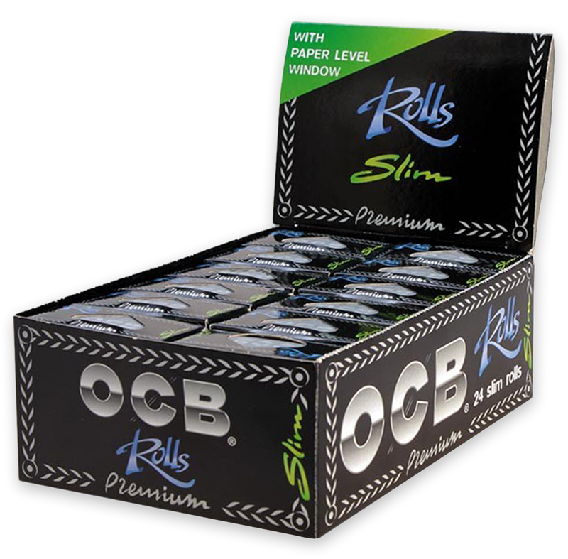 24 × OCB PREMIUM Rollen Black Slim Papers Rolle 4m Zigarettenpapier 4m×44mm