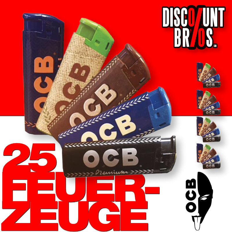 25er Display OCB Elektronic FEUERZEUGE "Brasilien" nachfüllbar