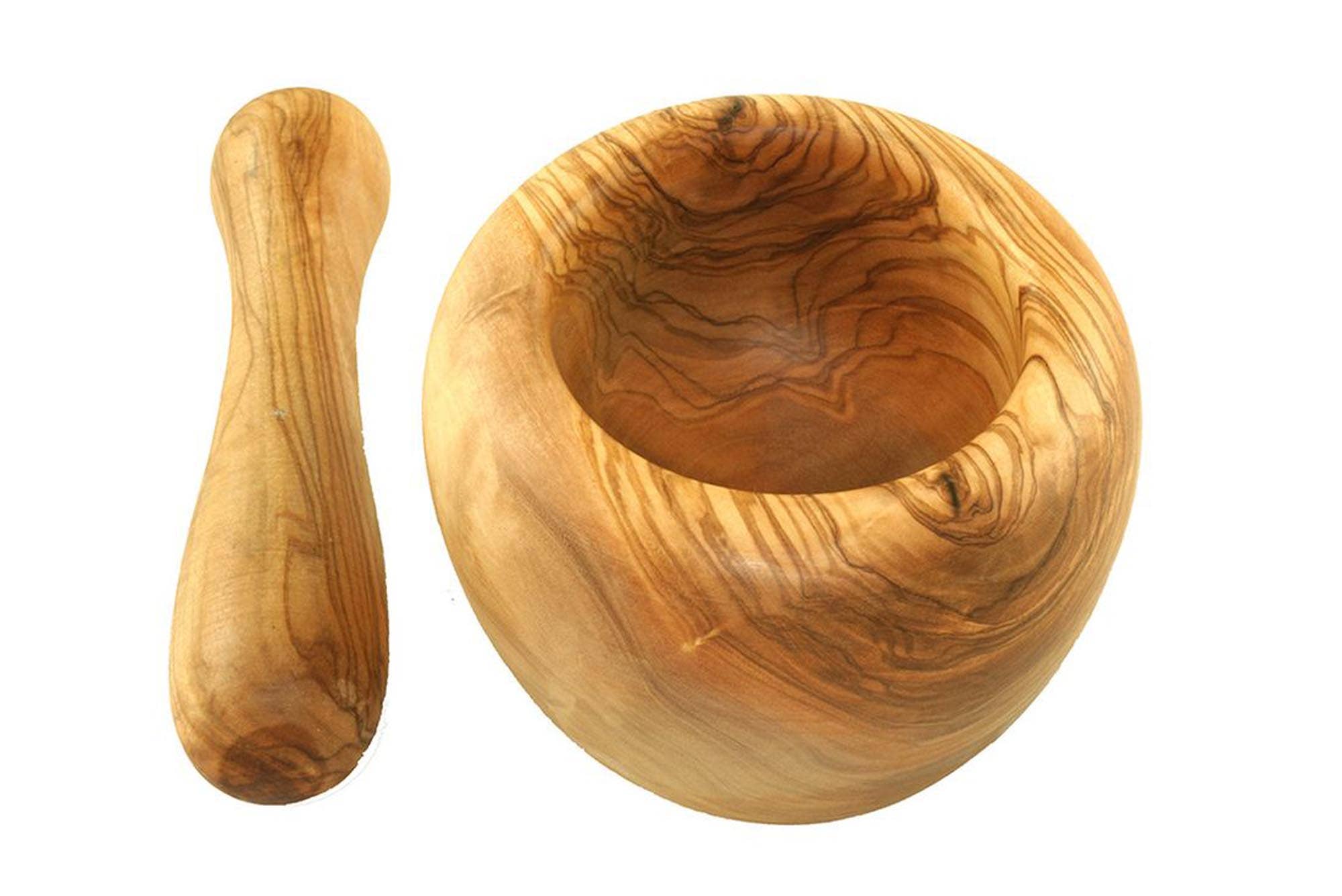 olivenholz-erleben | Mörser mit Stössel aus Olivenholz ca. 14 cm