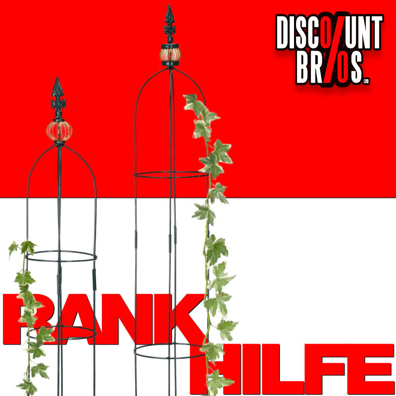 2er Set RANKHILFE Obelisk aus Metall in dunkelgrün