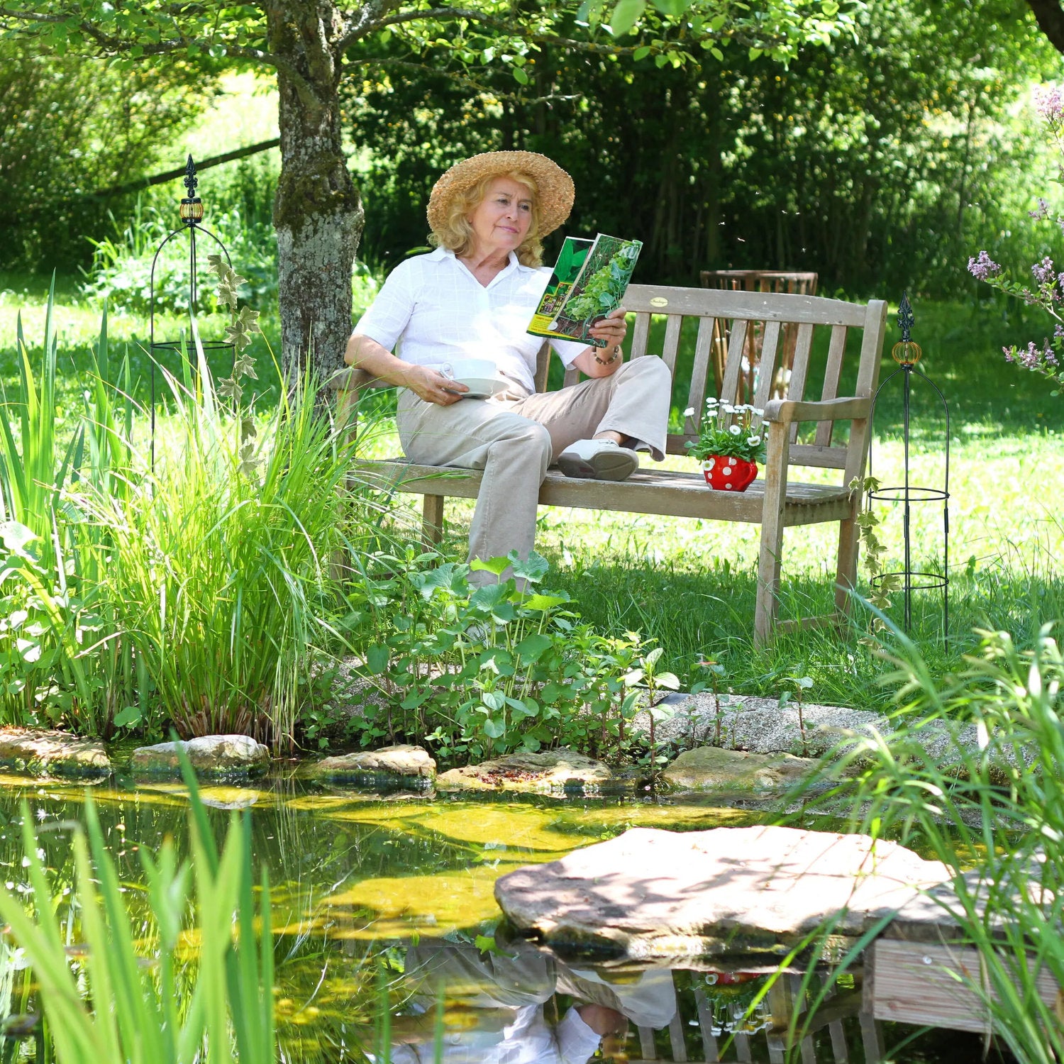 2er Set RANKHILFE Obelisk aus Metall in dunkelgrün