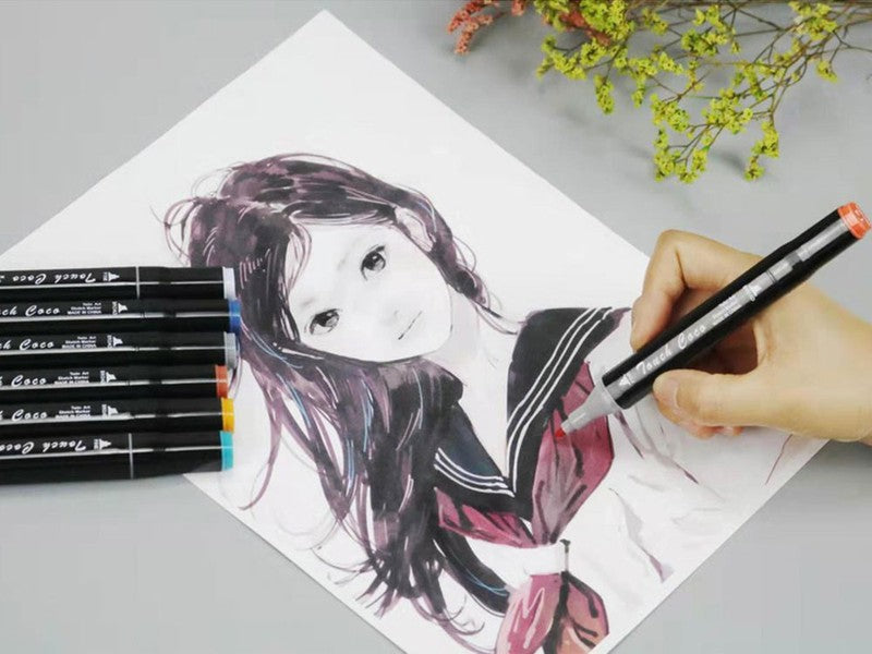 40 Touch PERMANENT-MARKER SET 40-teilig wasserfeste Doppelspitz Filzstifte mit Tragetasche