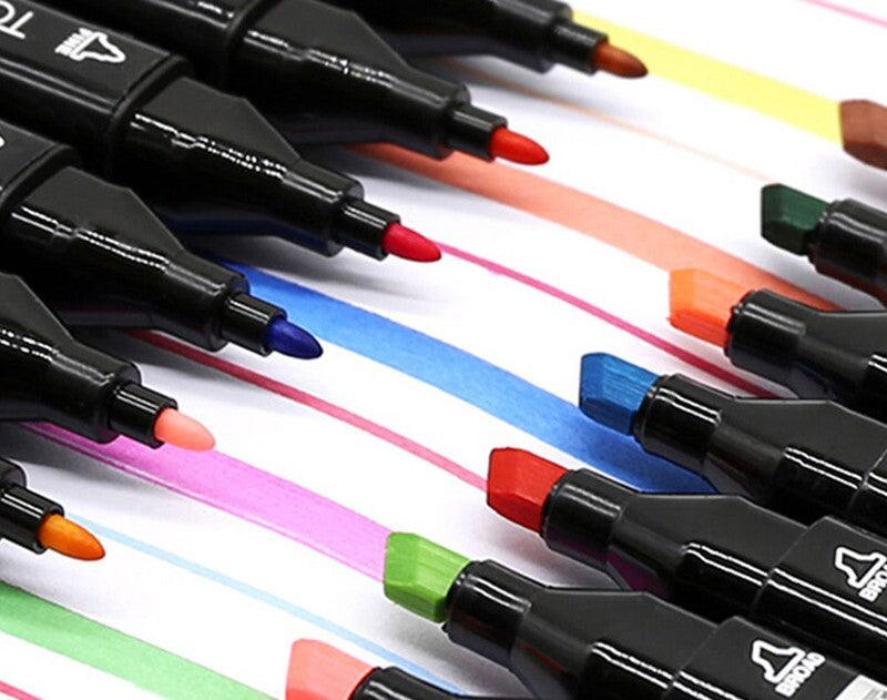 80 Touch PERMANENT-MARKER SET 80-teilig wasserfeste Doppelspitz Filzstifte mit Tragetasche