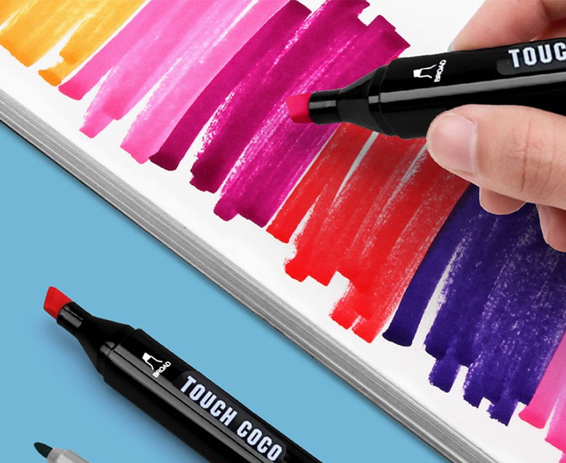 80 Touch PERMANENT-MARKER SET 80-teilig wasserfeste Doppelspitz Filzstifte mit Tragetasche