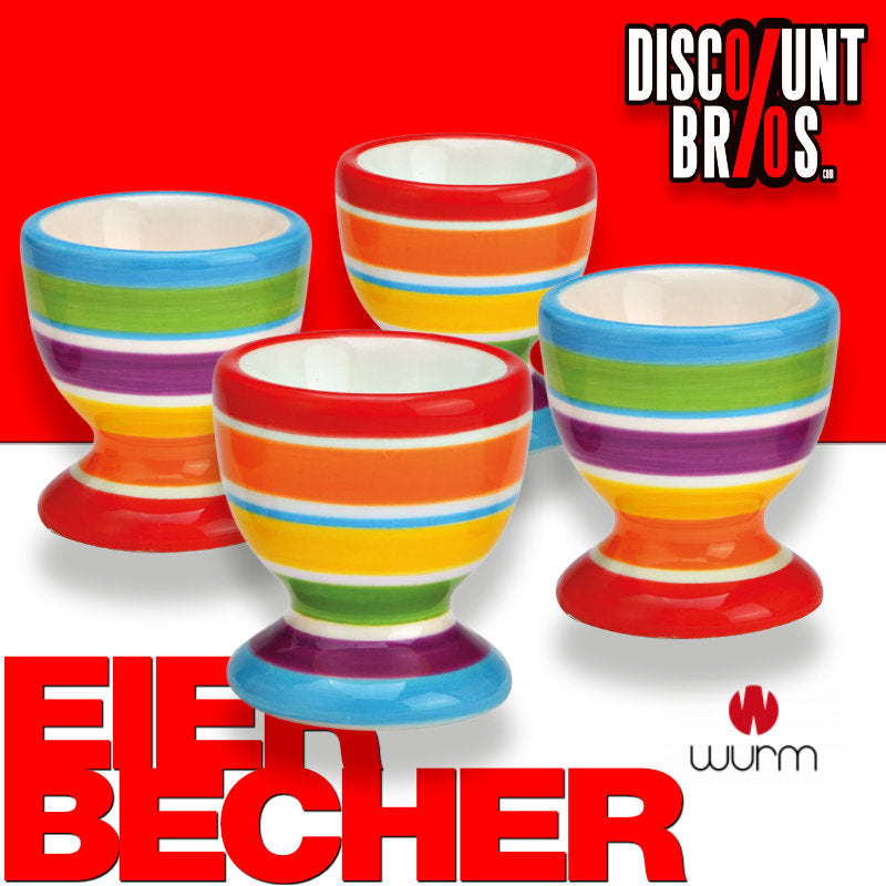 4er Set Eierbecher Keramik gestreift bunt 5×6×5cm