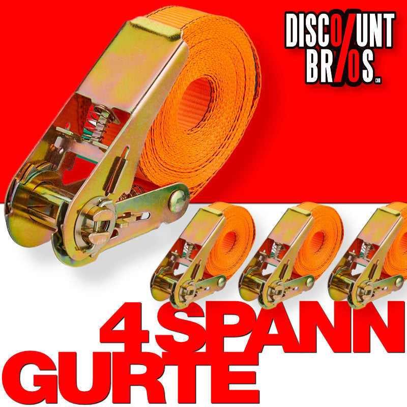 4er Set Spanngurte mit Ratsche orange