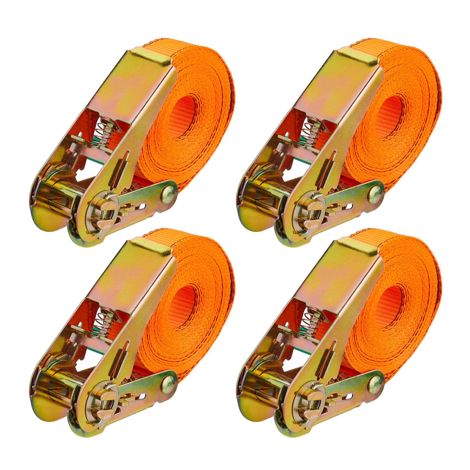 4er Set Spanngurte mit Ratsche orange