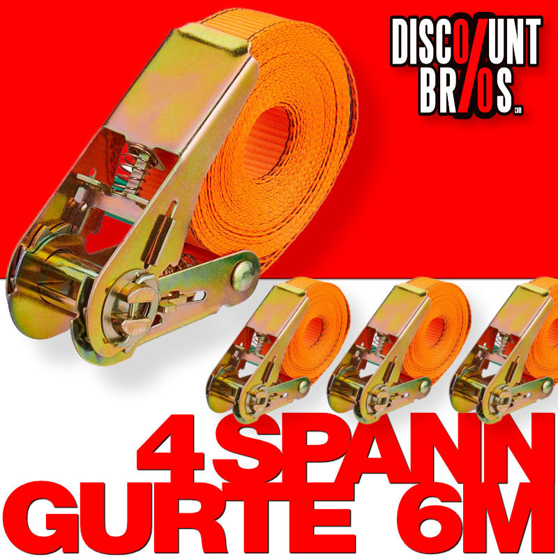 4er Set Spanngurte mit Ratsche orange