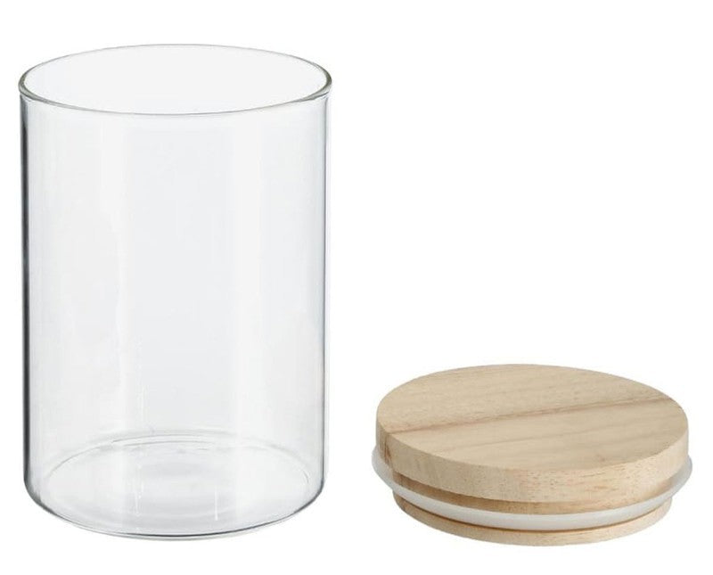 600ml VORRATSGLAS mit HOLZDECKEL Vorratsbehälter Aufbewahrungsglas transparentes Glas