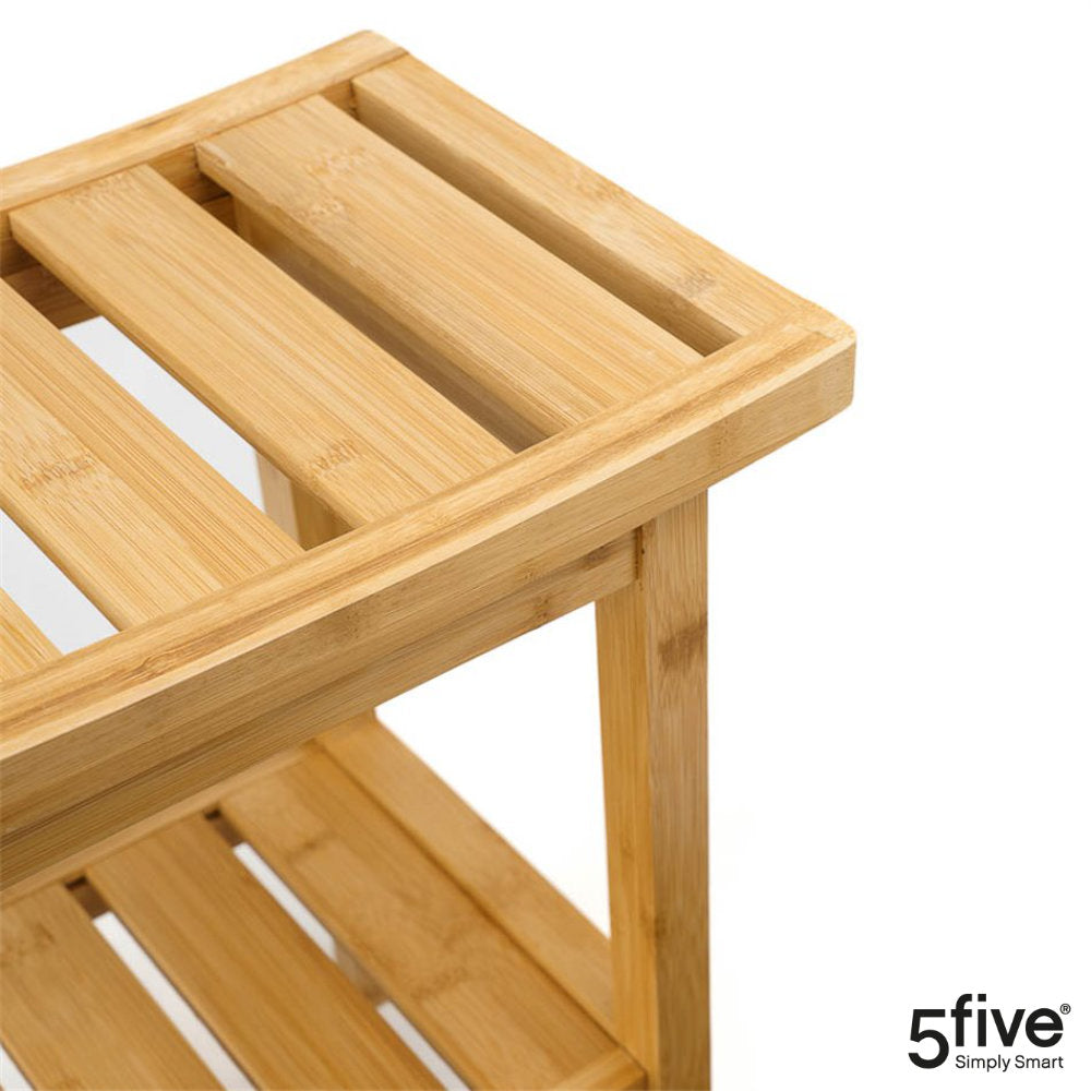 Badhocker mit Ablage aus Bambus Holz 40 × 25 cm 5five