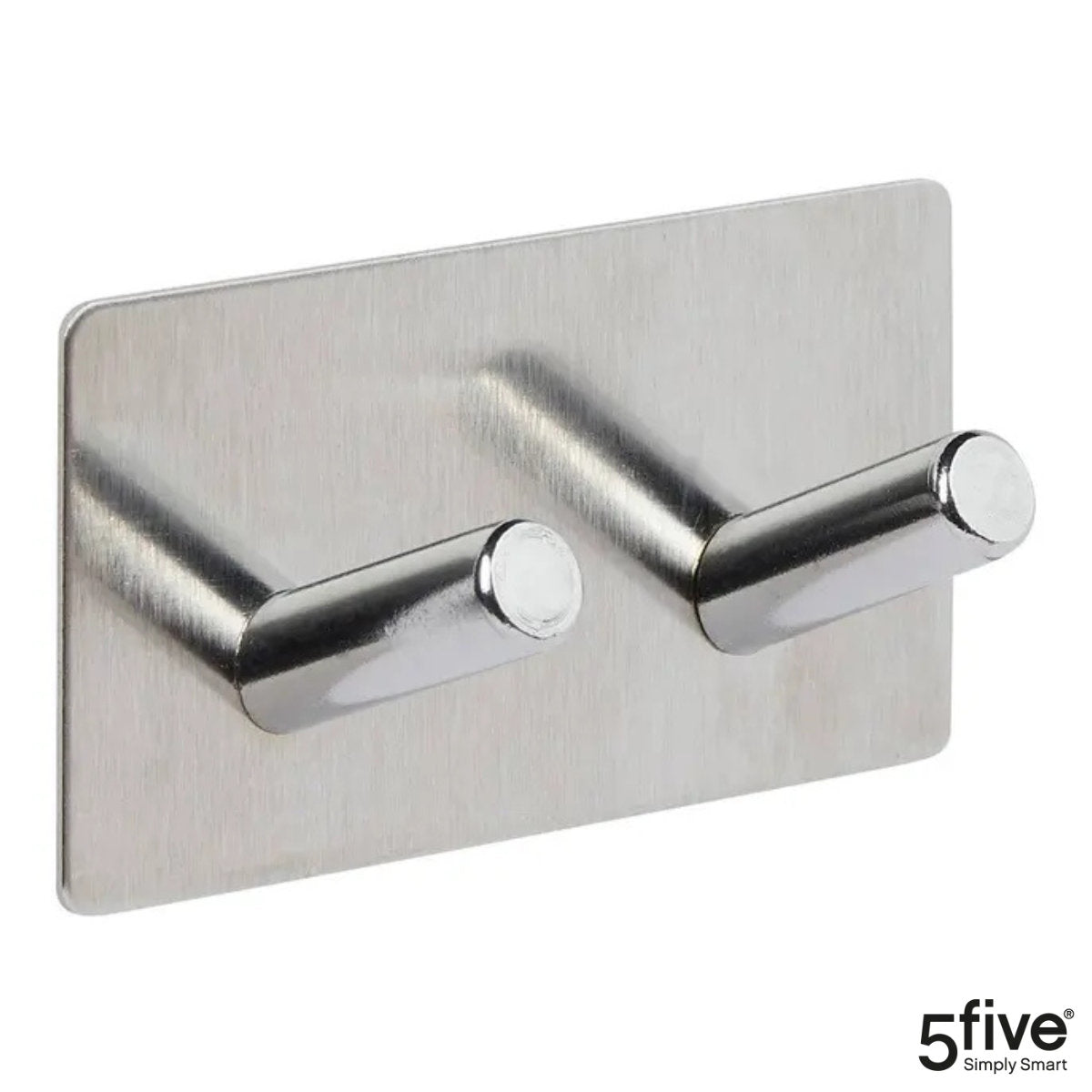 5five Stiky selbstklebender Doppelhaken 9 × 3,5 cm, Silber oder Schwarz