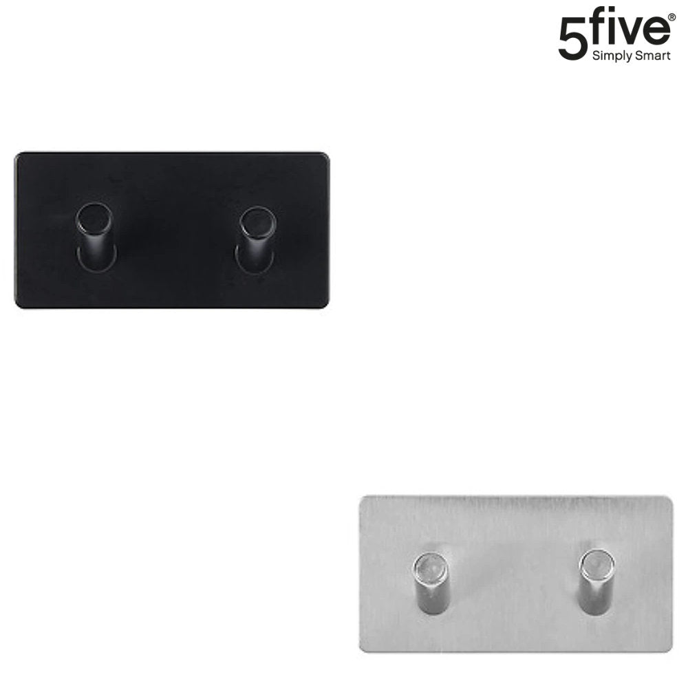 5five Stiky selbstklebender Doppelhaken 9 × 3,5 cm, Silber oder Schwarz